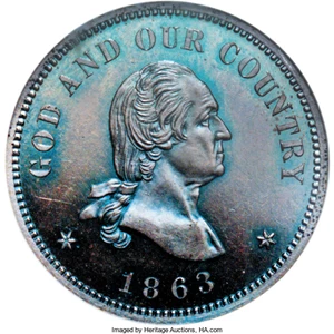 image for: 1863 2C Two Cents, Judd-305, Pollock-370, R.4, PR65 Brown Cameo NGC....