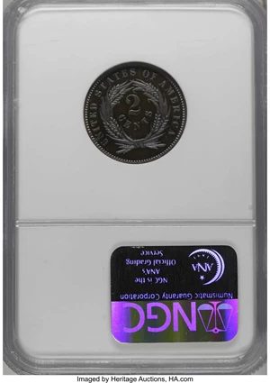 image for: 1863 2C Two Cents, Judd-305, Pollock-370, R.4, PR65 Brown Cameo NGC....