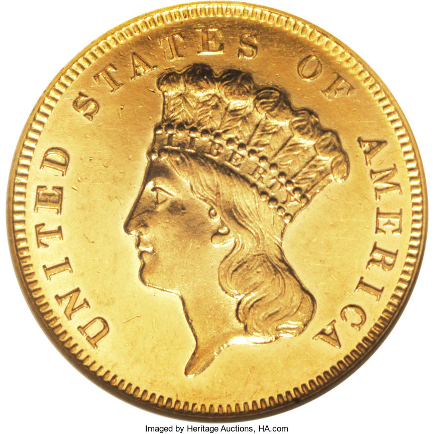 image for: 1871 $3 PR63 Cameo NGC....