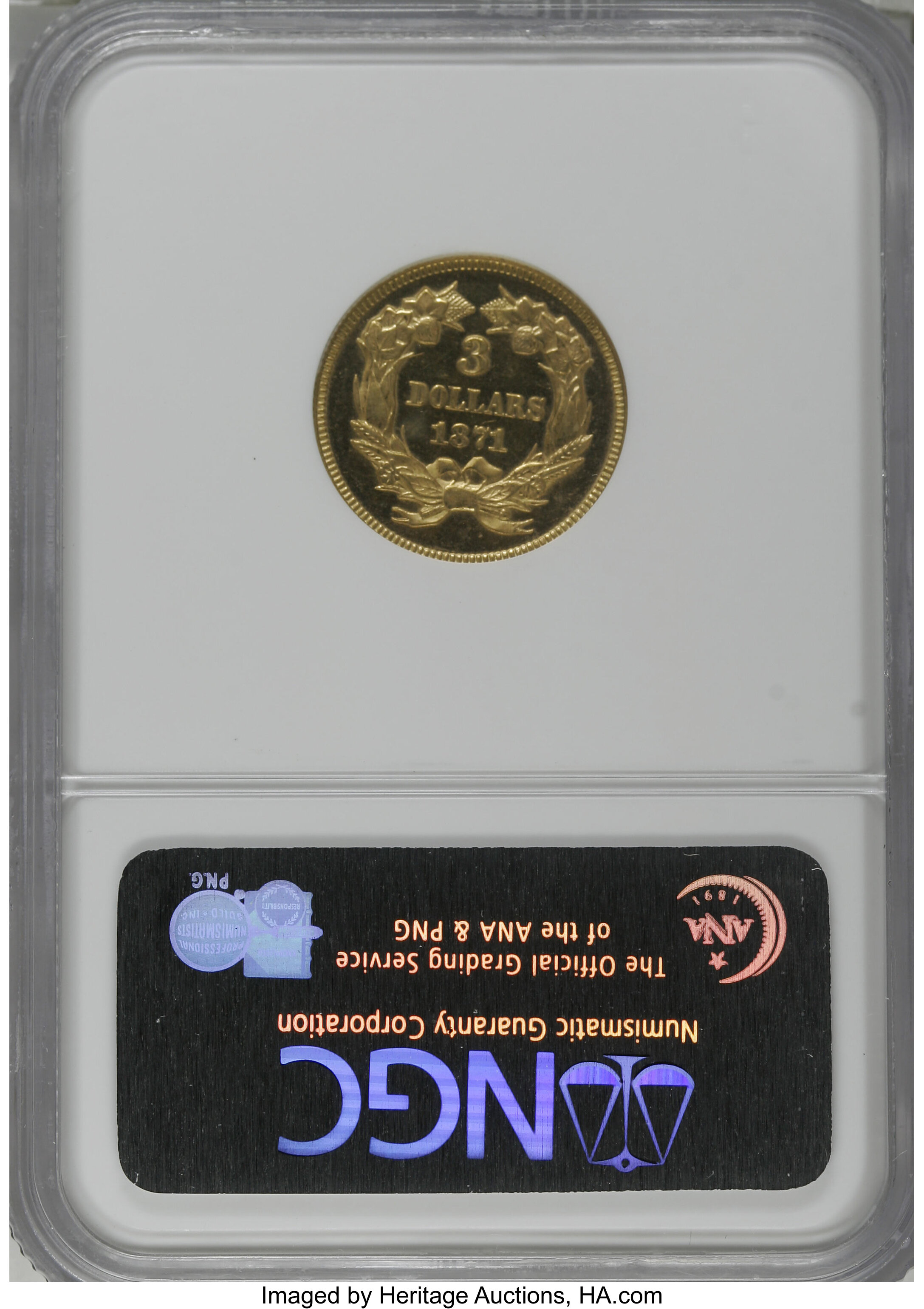 image for: 1871 $3 PR63 Cameo NGC....