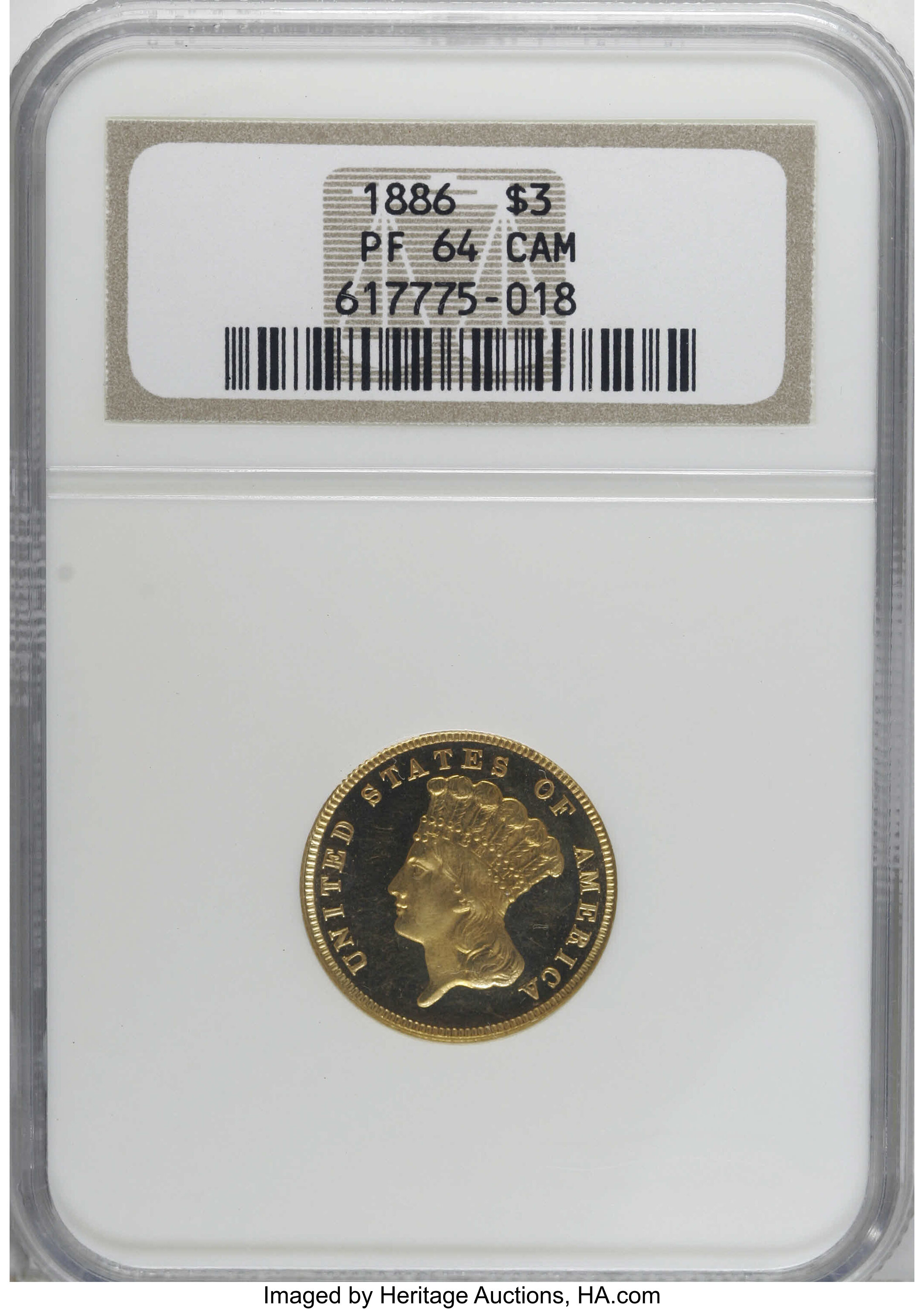 image for: 1886 $3 PR64 Cameo NGC....
