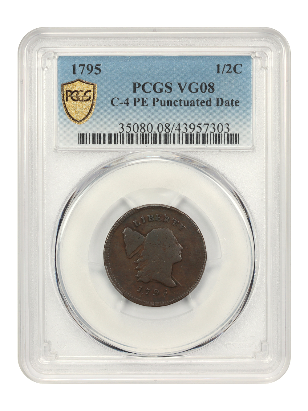 image for: 1795 1/2c PCGS VG-8 (C-4  Pole  Plain Edge  Punc. Date)