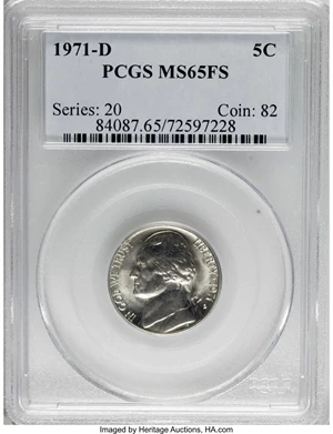 image for: 1971-D 5C MS65 Full Steps PCGS. PCGS Population (420/162). NGC Census: (32/172). (#84087)...