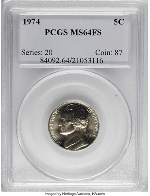 image for: 1974 5C MS64 Full Steps PCGS. PCGS Population (30/42). NGC Census: (3/1). (#84092)...