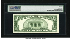 image for: Fr. 1961-D $5 1950 Wide II Federal Reserve Note. PMG Choice Uncirculated 64....