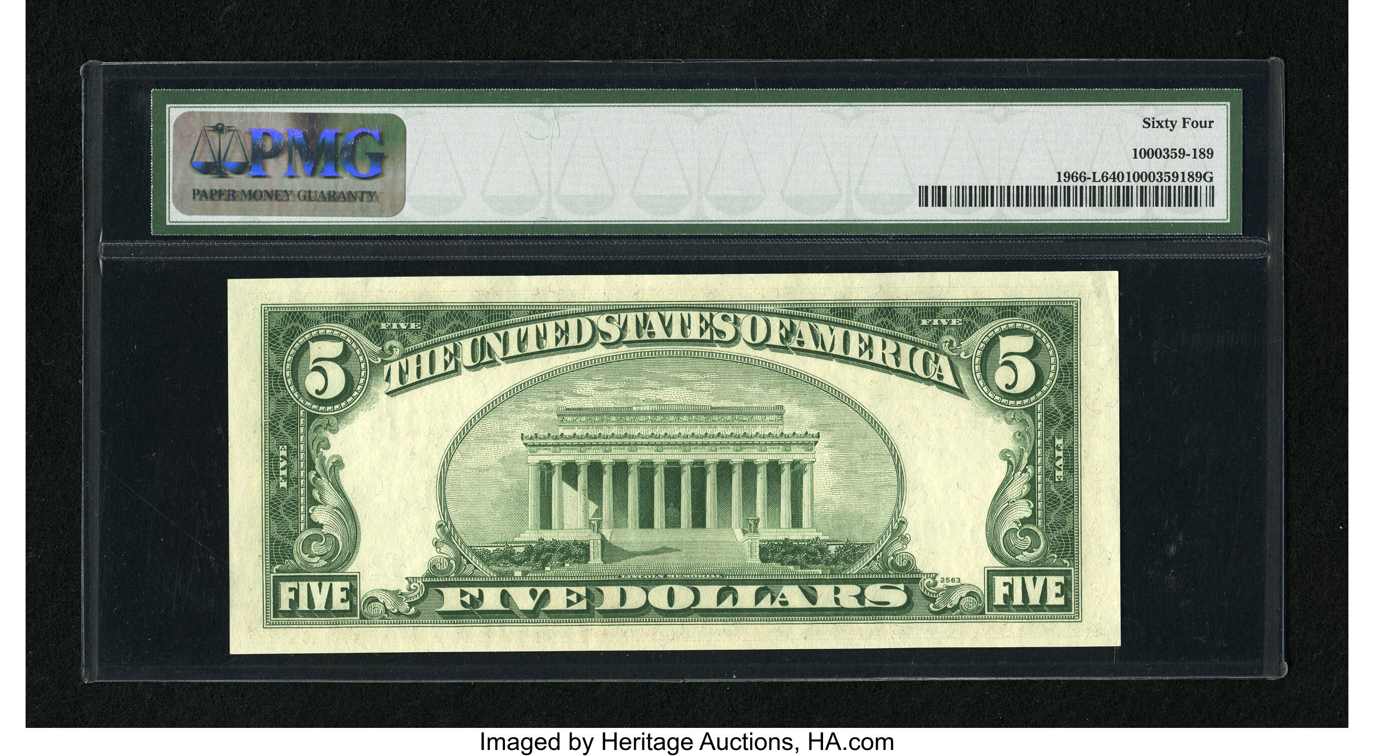 image for: Fr. 1966-L $5 1950E Federal Reserve Note. PMG Choice Uncirculated 64....