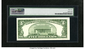image for: Fr. 1961-D $5 1950 Wide II Federal Reserve Note. PMG Choice Uncirculated 64....