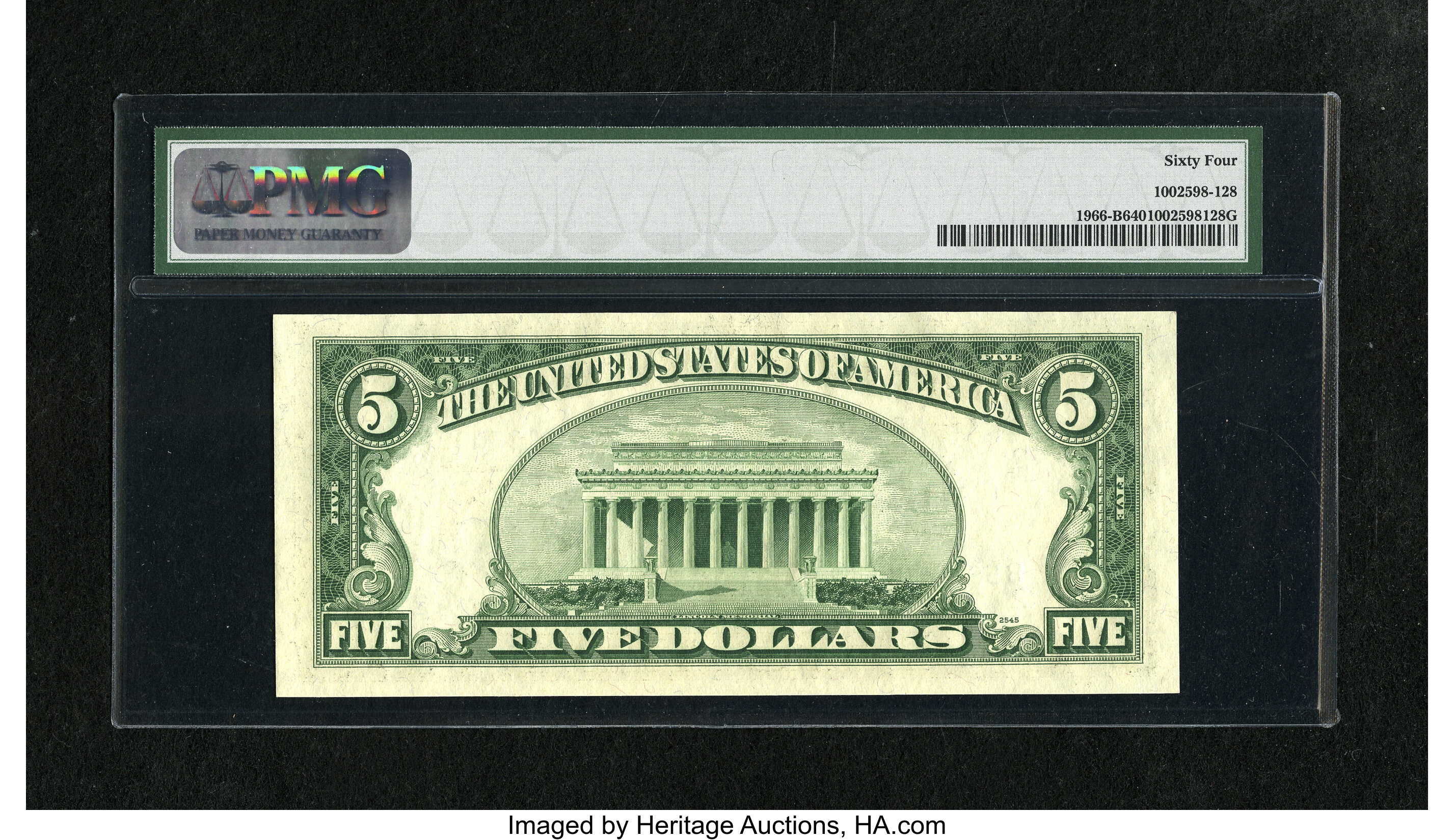 image for: Fr. 1966-B $5 1950E Federal Reserve Note. PMG Choice Uncirculated 64....