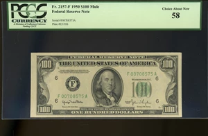 image for: Fr. 2157-F $100 1950 Federal Reserve Note. PCGS Choice About New 58.Fr. 2157-F $100 1950 Federal Reserve Note. PCGS Choice A...