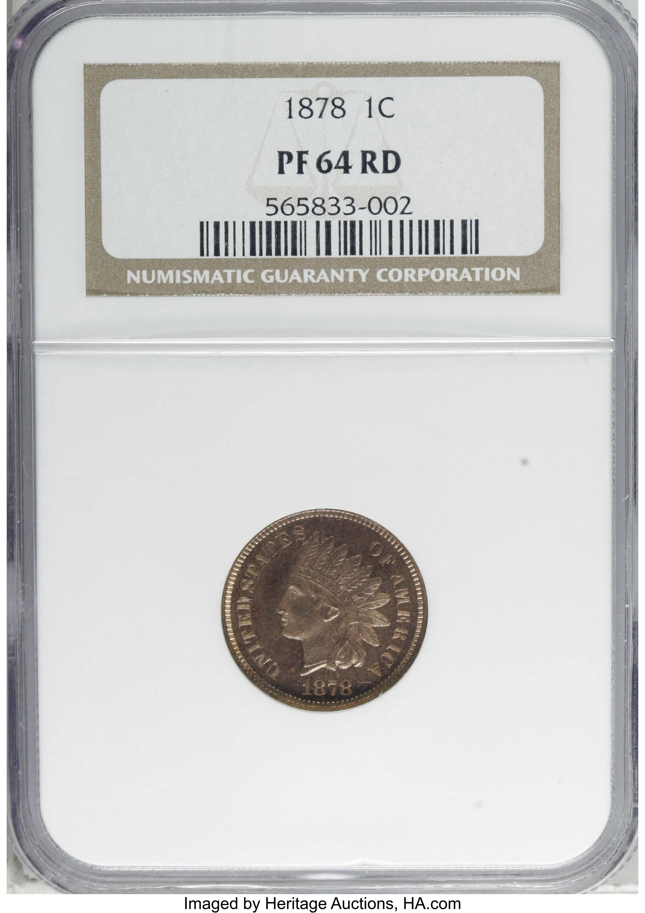 image for: 1878 1C PR64 Red NGC. NGC Census: (19/27). PCGS Population (61/44). Mintage: 2,350. Numismedia Wsl. Price for NGC/PCGS coin...