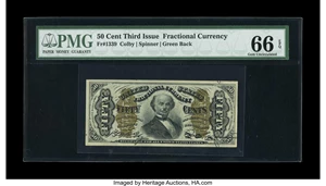image for: Fr. 1339 50¢ Third Issue Spinner Type II PMG Gem Uncirculated 66 EPQ....