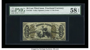 image for: Fr. 1361 50c Third Issue Justice PMG Choice About Unc 58 EPQ....