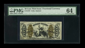 image for: Fr. 1370 50c Third Issue Justice PMG Choice Uncirculated 64....