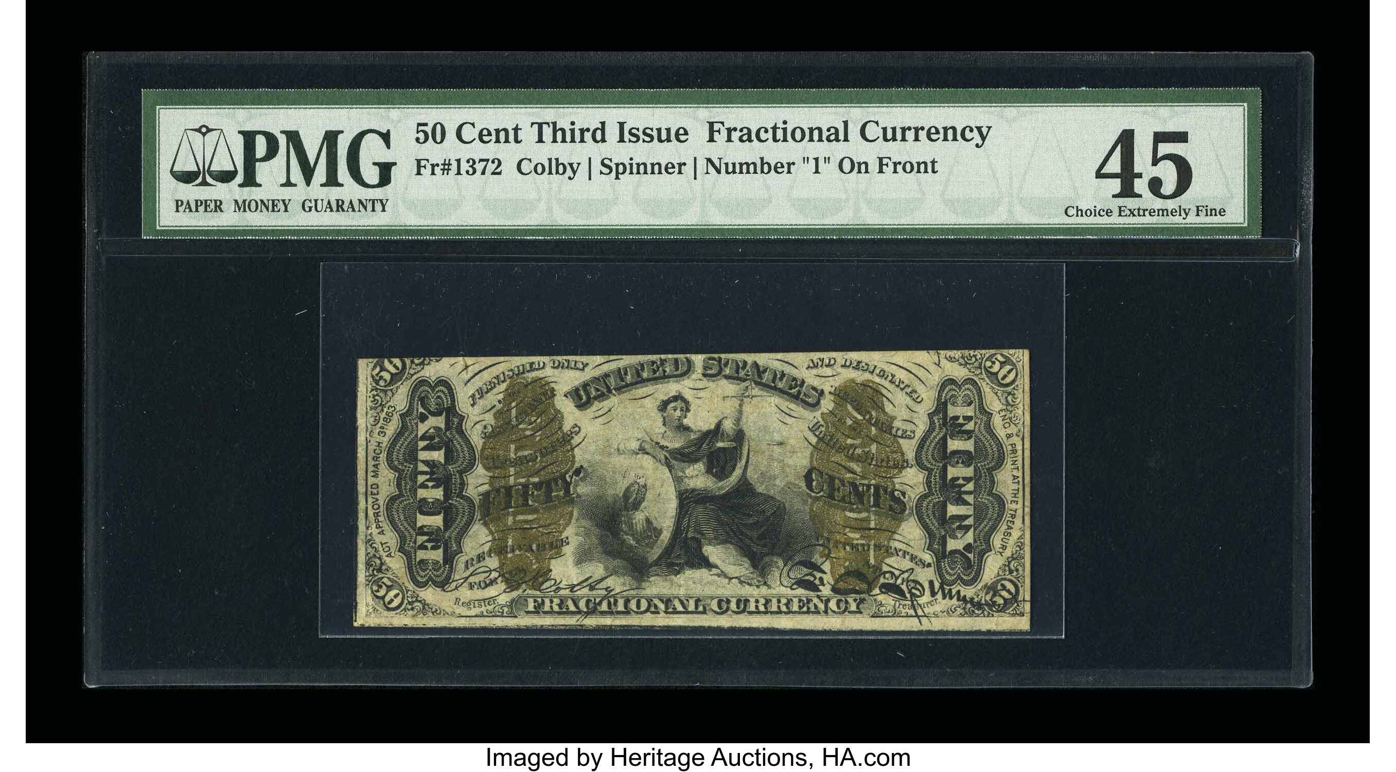 image for: Fr. 1372 50c Third Issue Justice PMG Choice Extremely Fine 45....