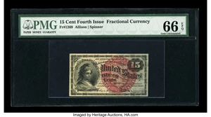 image for: Fr. 1269 15c Fourth Issue PMG Gem Uncirculated 66 EPQ....