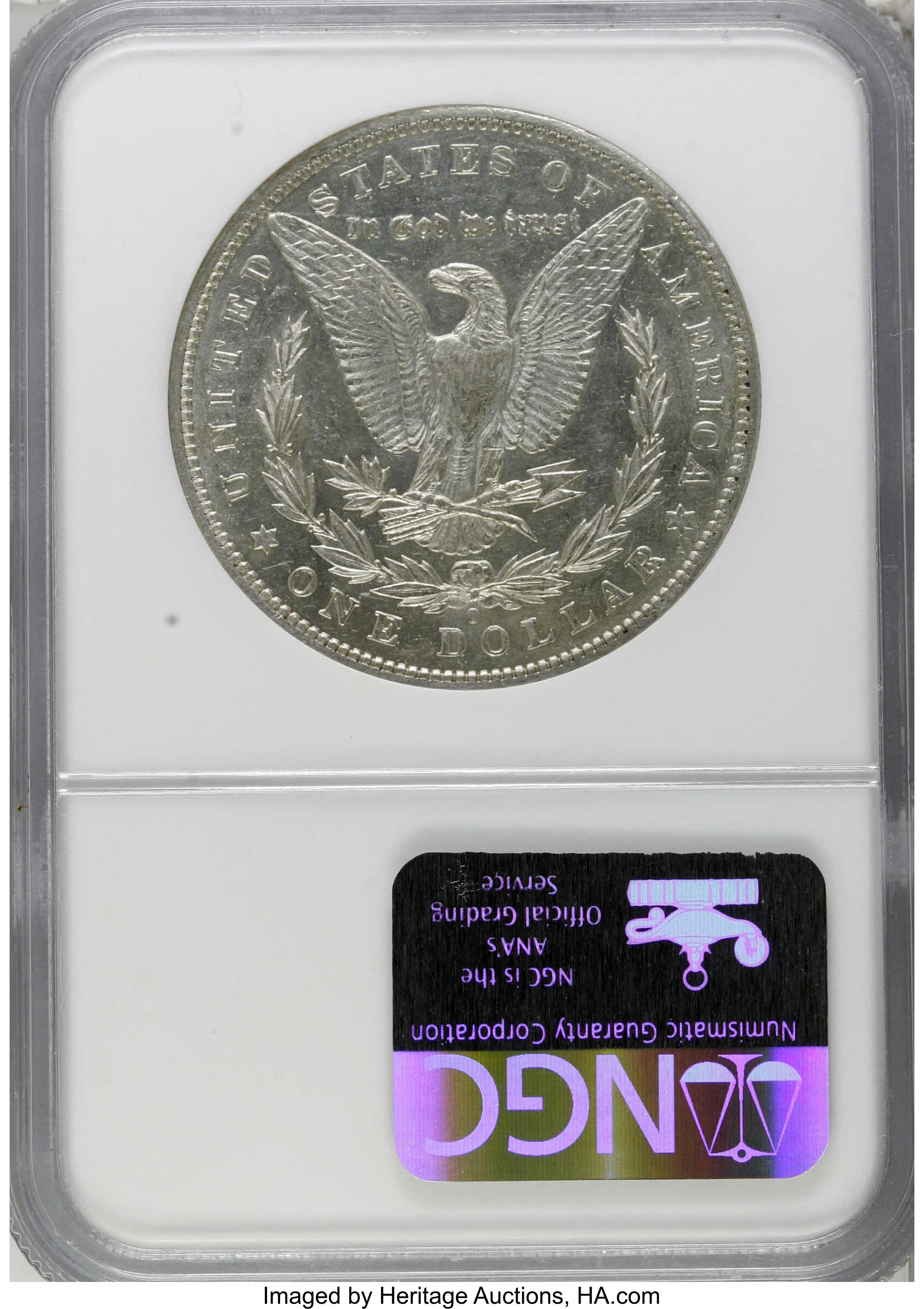 image for: 1896-O $1 AU58 Prooflike NGC. NGC Census: (11/12). PCGS Population (1/8).  Numismedia Wsl. Price for NGC/PCGS coin in AU58:...