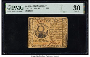 image for: Continental Currency May 10, 1775 $30 PMG Very Fine 30....