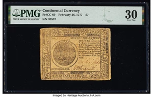 image for: Continental Currency February 26, 1777 $7 PMG Very Fine 30....