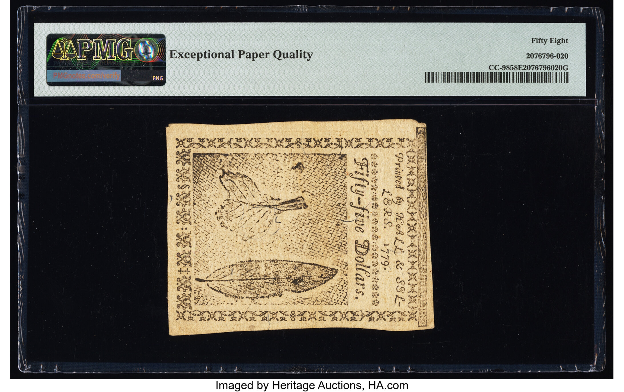 image for: Continental Currency January 14, 1779 $55 PMG Choice About Unc 58 EPQ....