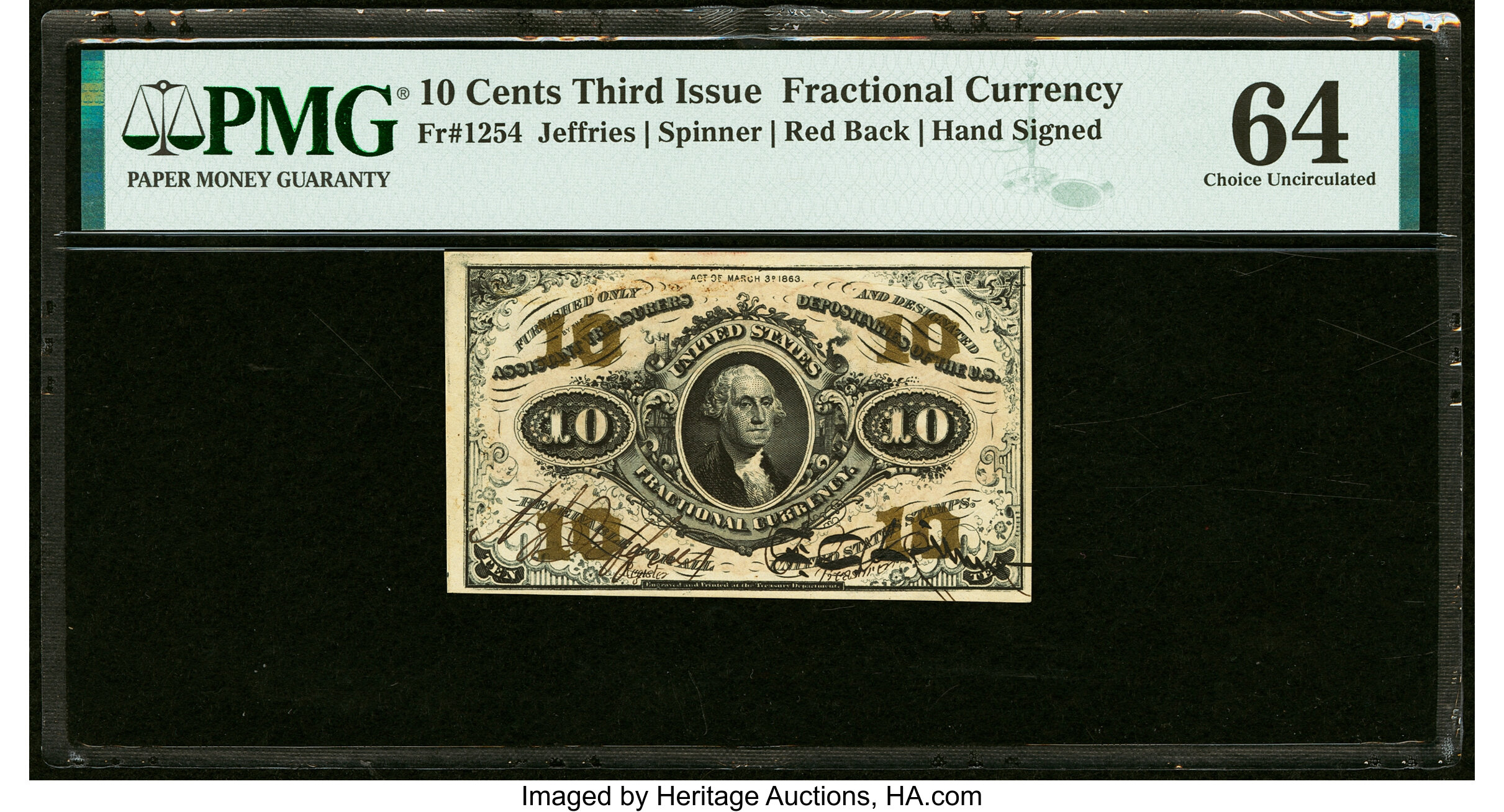 image for: Fr. 1254 10¢ Third Issue PMG Choice Uncirculated 64....