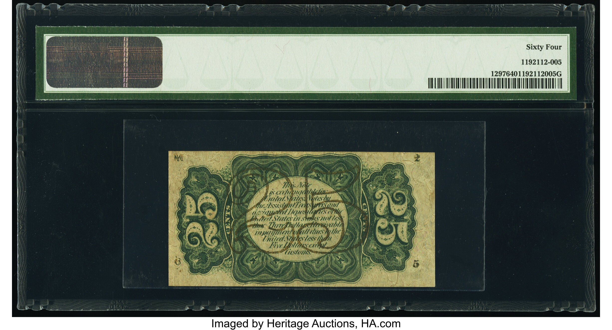 image for: Fr. 1297 25¢ Third Issue PMG Choice Uncirculated 64....