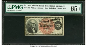 image for: Fr. 1303 25¢ Fourth Issue PMG Gem Uncirculated 65 EPQ....