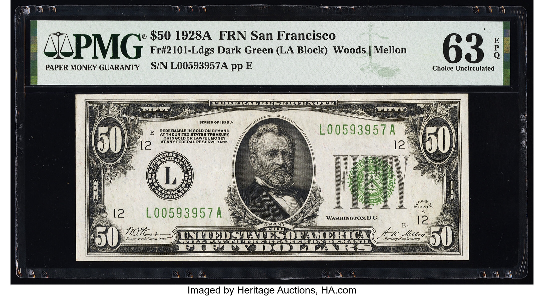 image for: Fr. 2101-L $50 1928A Federal Reserve Note. PMG Choice Uncirculated 63 EPQ....