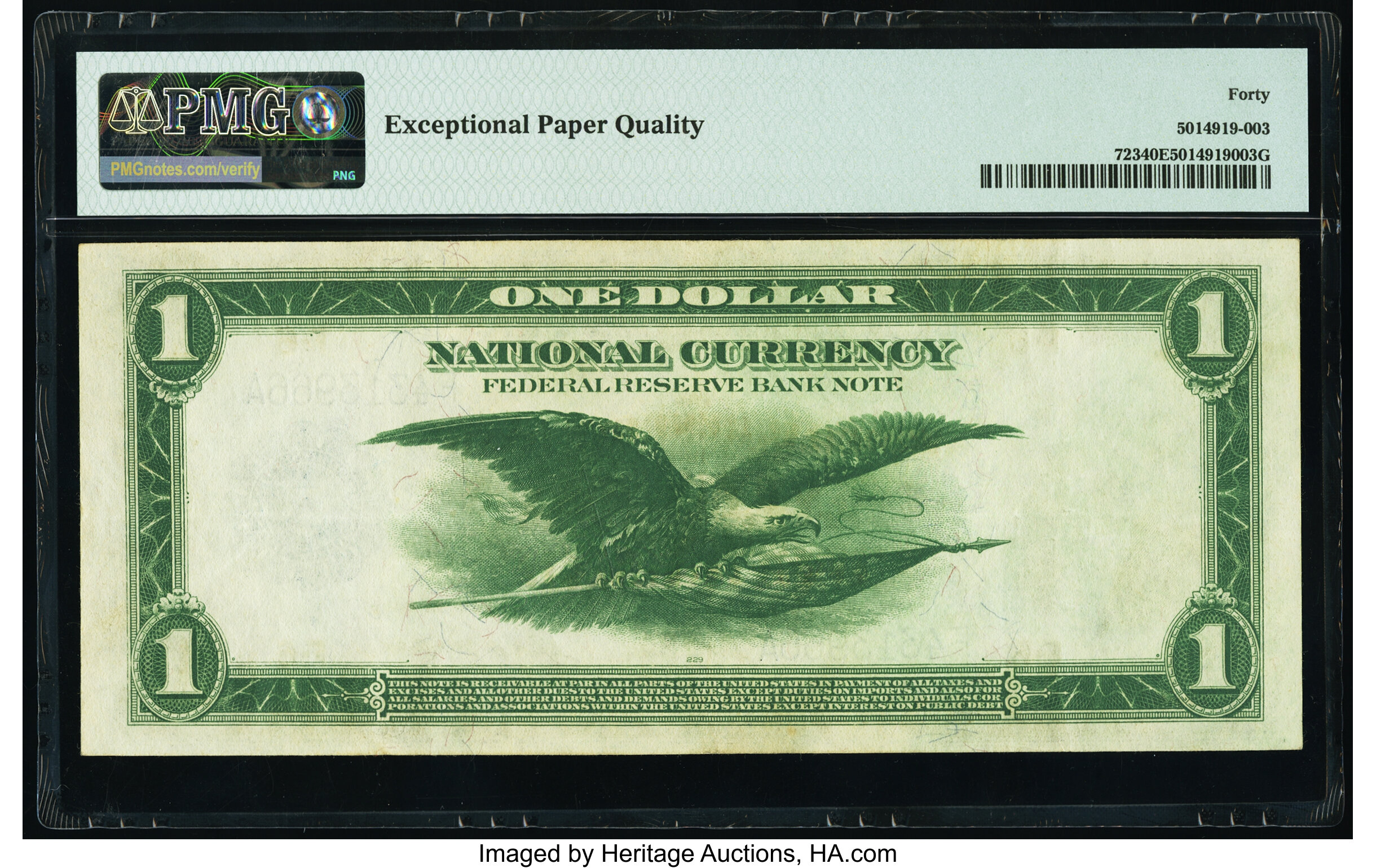 image for: Fr. 723 $1 1918 Federal Reserve Bank Note PMG Extremely Fine 40 EPQ....