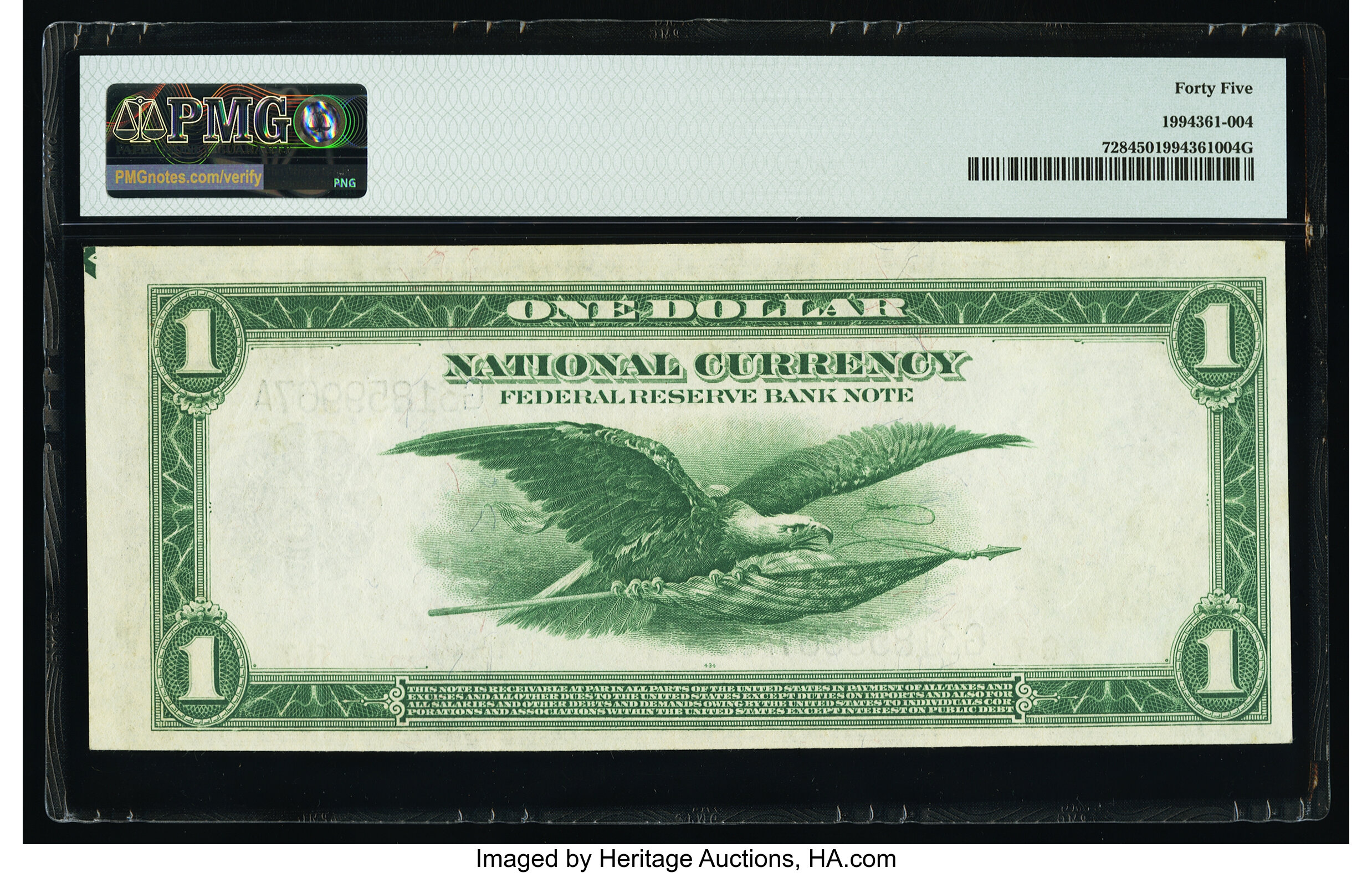 image for: Fr. 728 $1 1918 Federal Reserve Bank Note PMG Choice Extremely Fine 45....