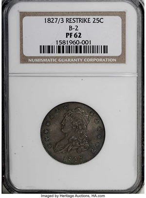 image for: 1827/3 25C Restrike PR62 NGC....