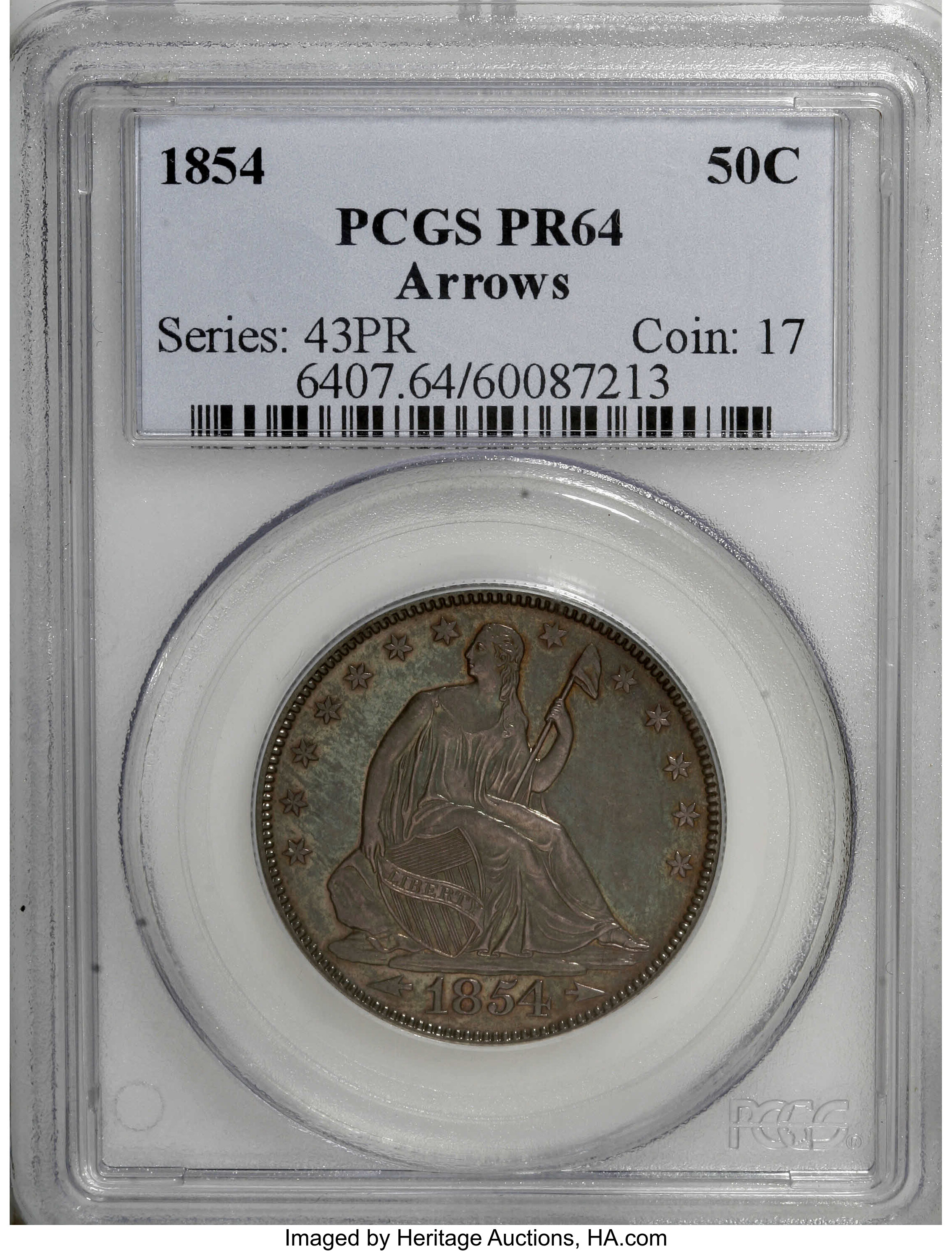 image for: 1854 50C PR64 PCGS....