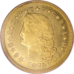 image for: 1879 $4 Flowing Hair, Judd-1635, Pollock-1833, R.3, PR65 Deep Cameo PCGS....