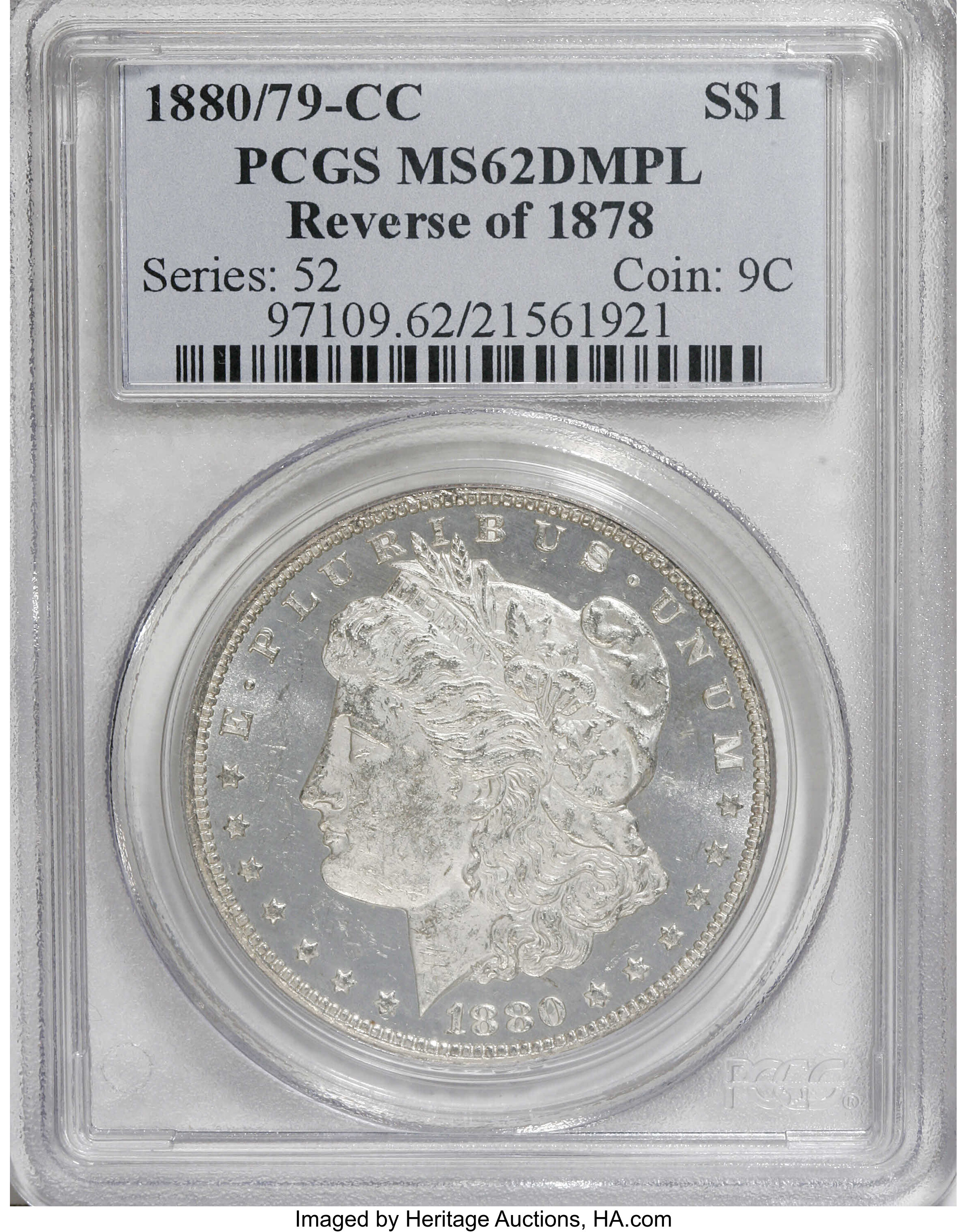 image for: 1880/79-CC $1 Reverse of 1878 MS62 Deep Mirror Prooflike PCGS....