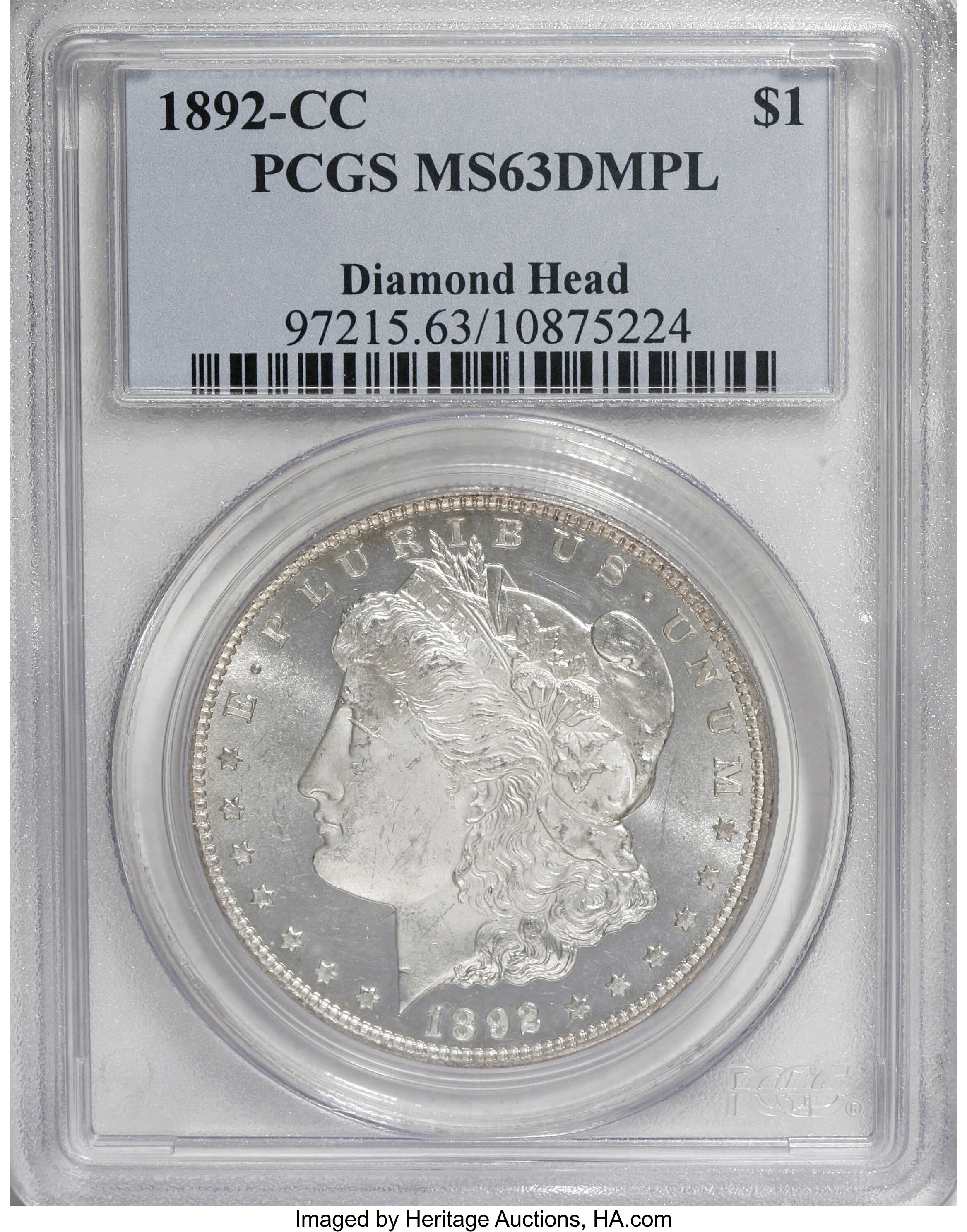 image for: 1892-CC $1 MS63 Deep Mirror Prooflike PCGS....