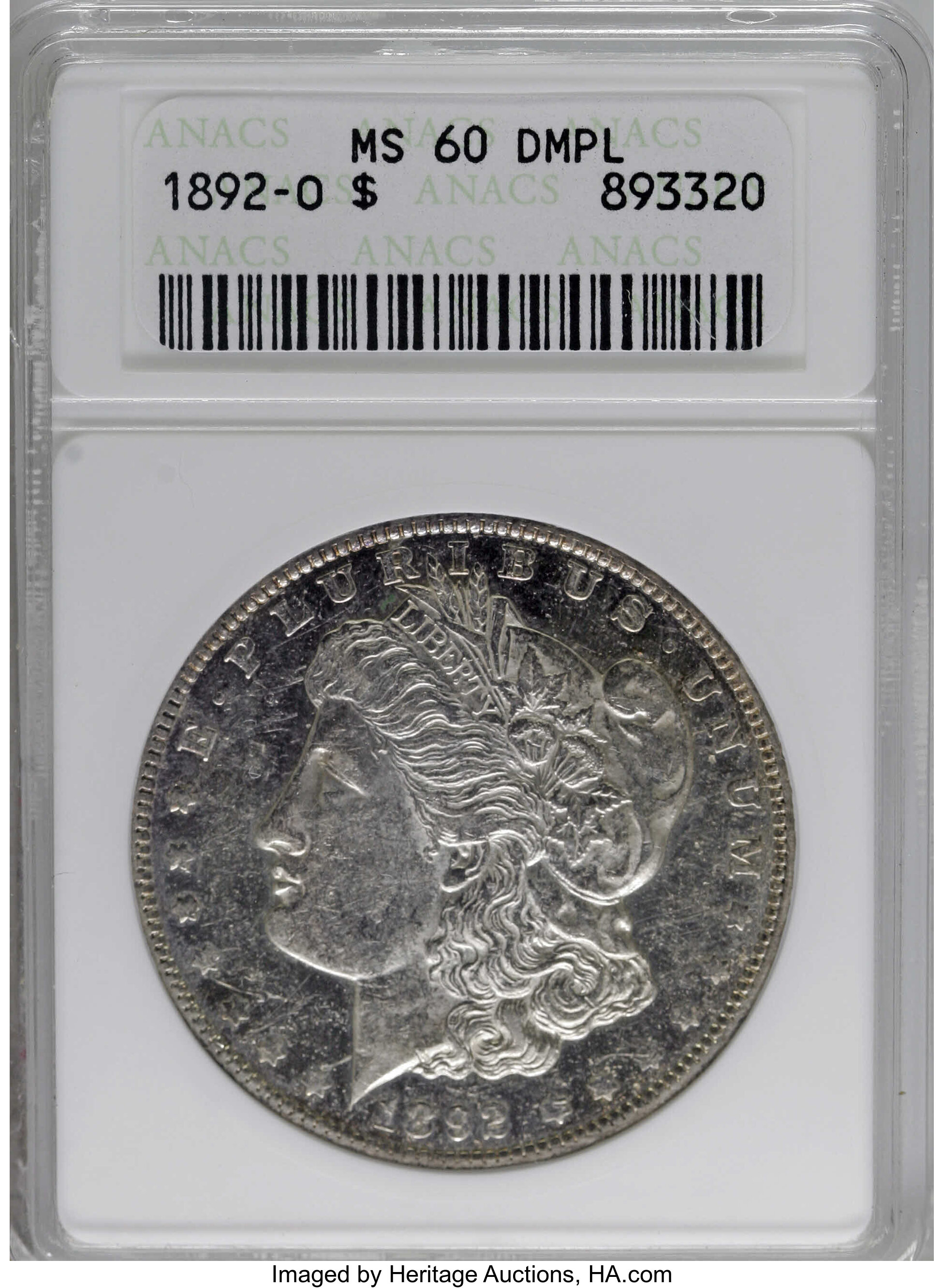 image for: 1892-O $1 MS60 Deep Mirror Prooflike ANACS....