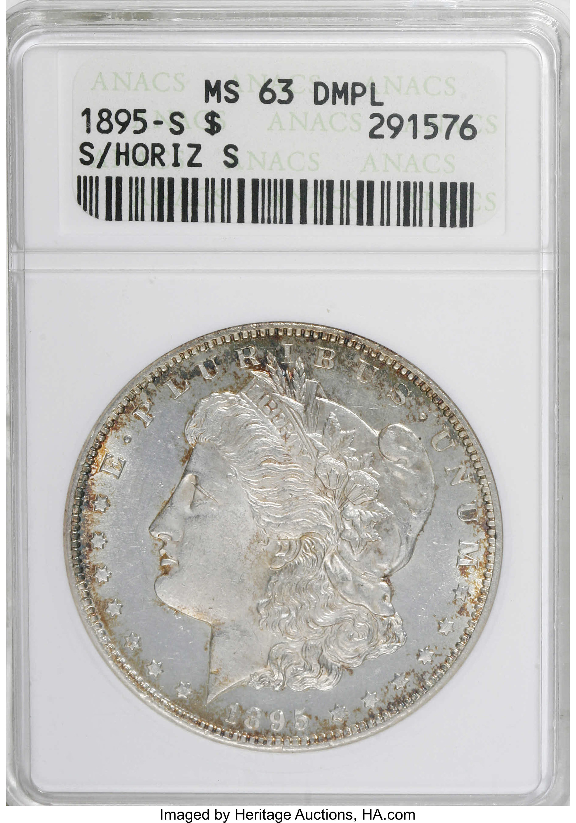 image for: 1895-S $1 MS63 Deep Mirror Prooflike ANACS....