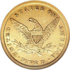 image for: 1842 $5 Small Letters AU50 NGC....