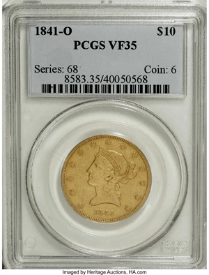 image for: 1841-O $10 VF35 PCGS....