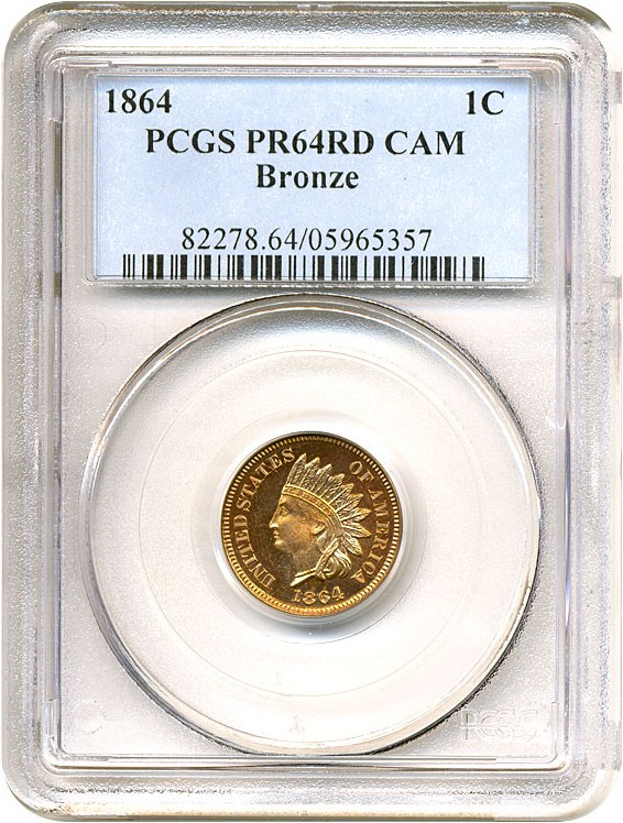 image for: 1864 1c Bronze PCGS Proof 64 RD Cameo