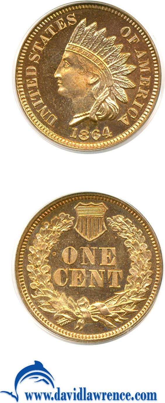 image for: 1864 1c Bronze PCGS Proof 64 RD Cameo