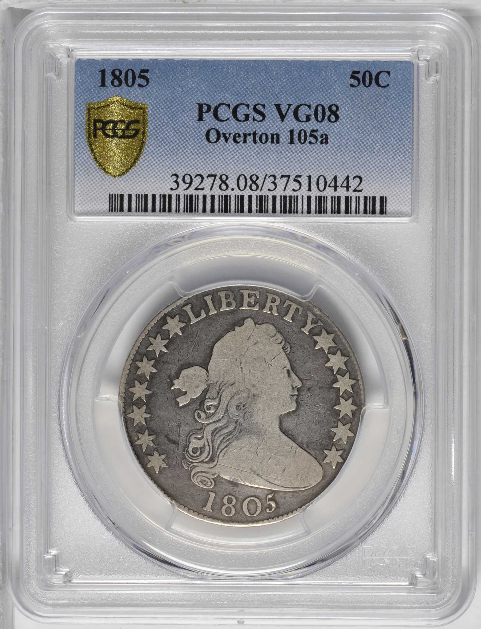 image for: 1805 Draped Bust Half Dollar. O-105a, T-12. Rarity-6. VG-8 (PCGS).