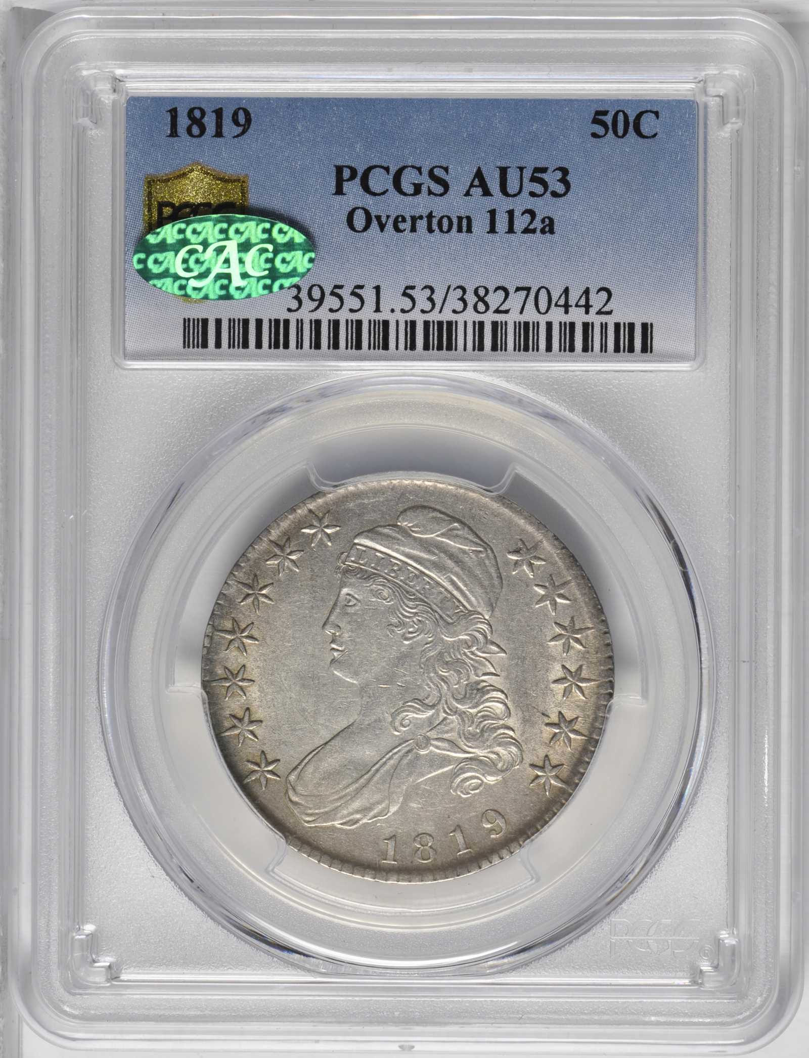 image for: 1819 Capped Bust Half Dollar. O-112a. Rarity-3. AU-53 (PCGS). CAC.