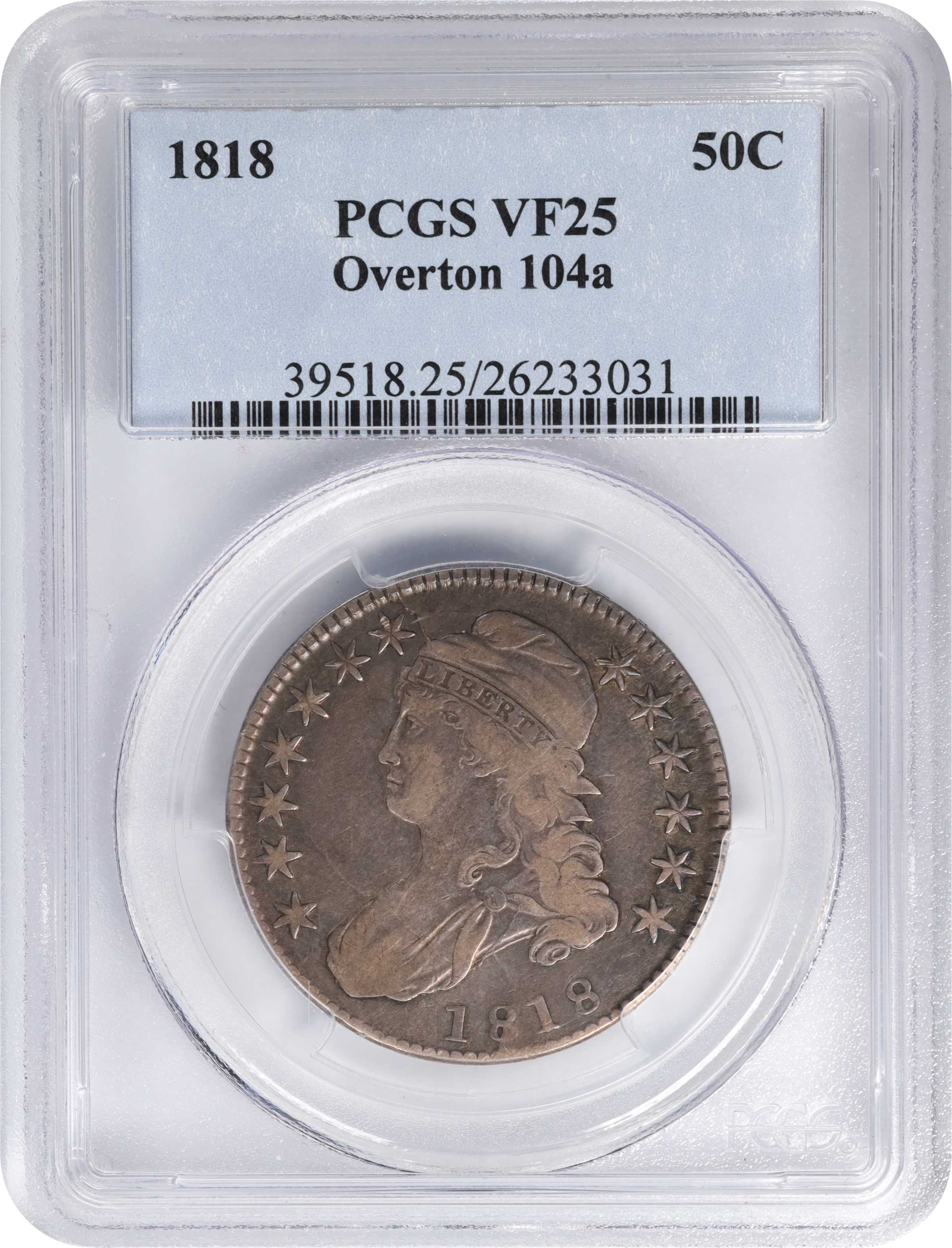 image for: 1818 Capped Bust Half Dollar. O-104a. Rarity-3. VF-25 (PCGS).