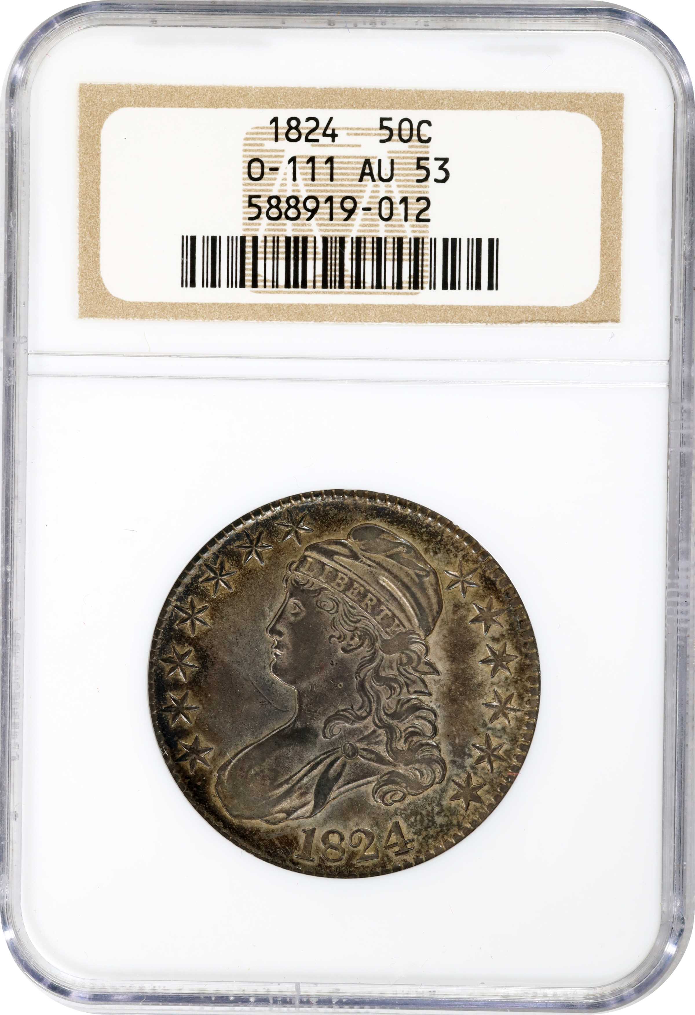 image for: 1824 Capped Bust Half Dollar. O-111. Rarity-3. AU-53 (NGC).