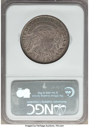image for: 1818 50C O-106a, R.3, AU58 NGC. NGC Census: (3/1). PCGS Population: (0/1). AU58. Mintage 1,960,322. ...