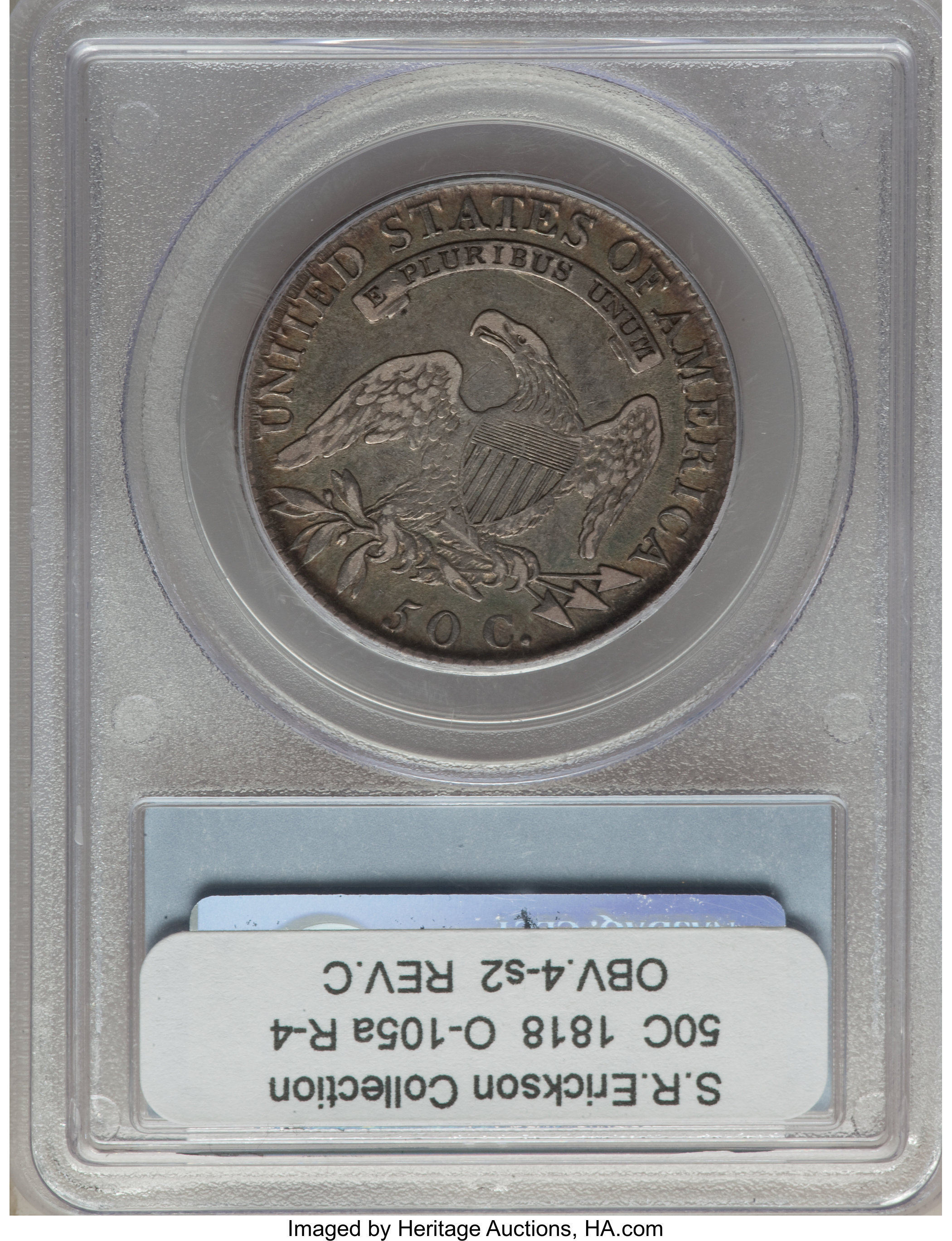 image for: 1818 50C O-105, R.3, VF20 PCGS. PCGS Population: (0/12). NGC Census: (1/7). VF20. Mintage 1,960,322. ...