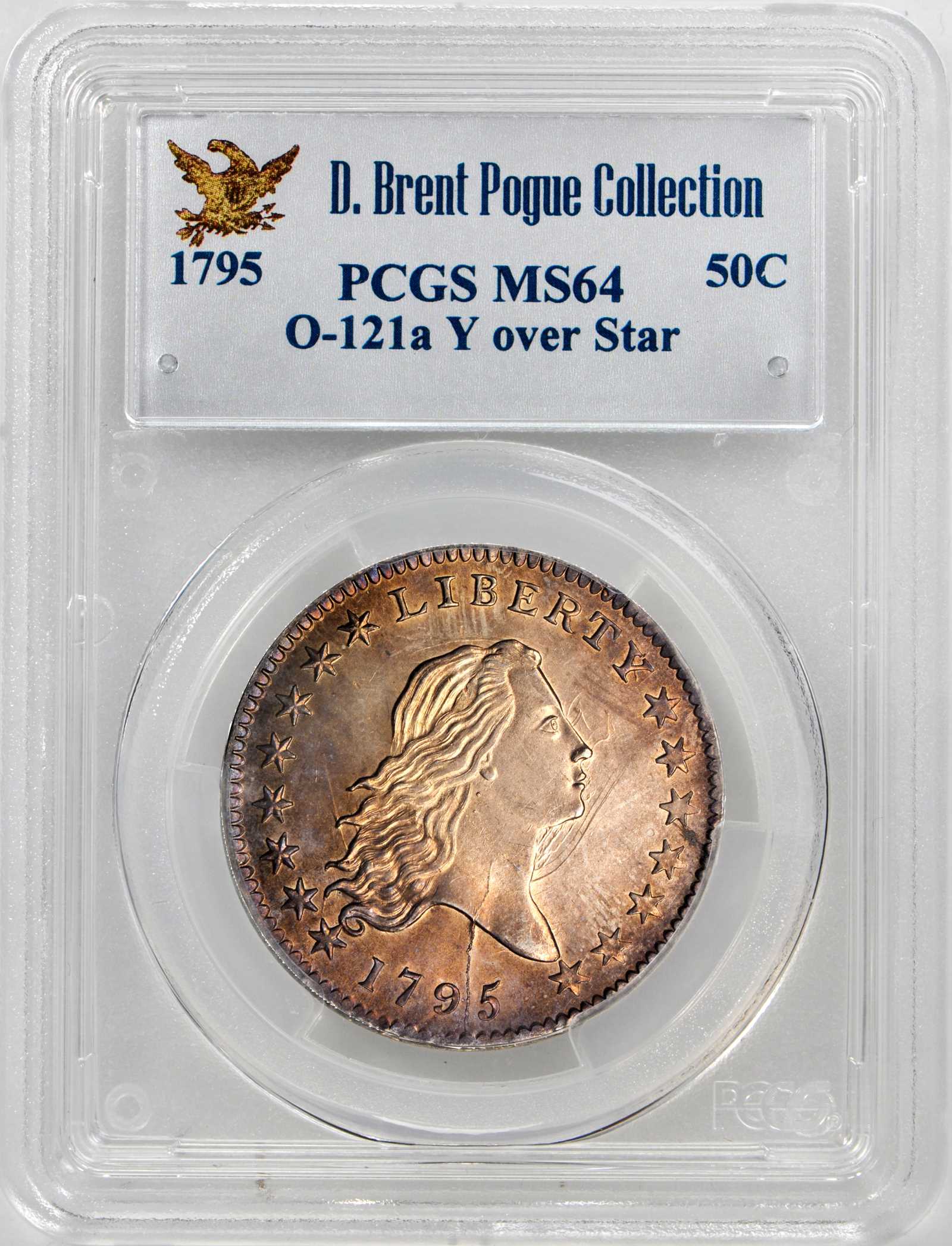 image for: 1795 Flowing Hair Half Dollar. Overton-121a. Rarity-4+. Y over Star. MS-64 (PCGS).
