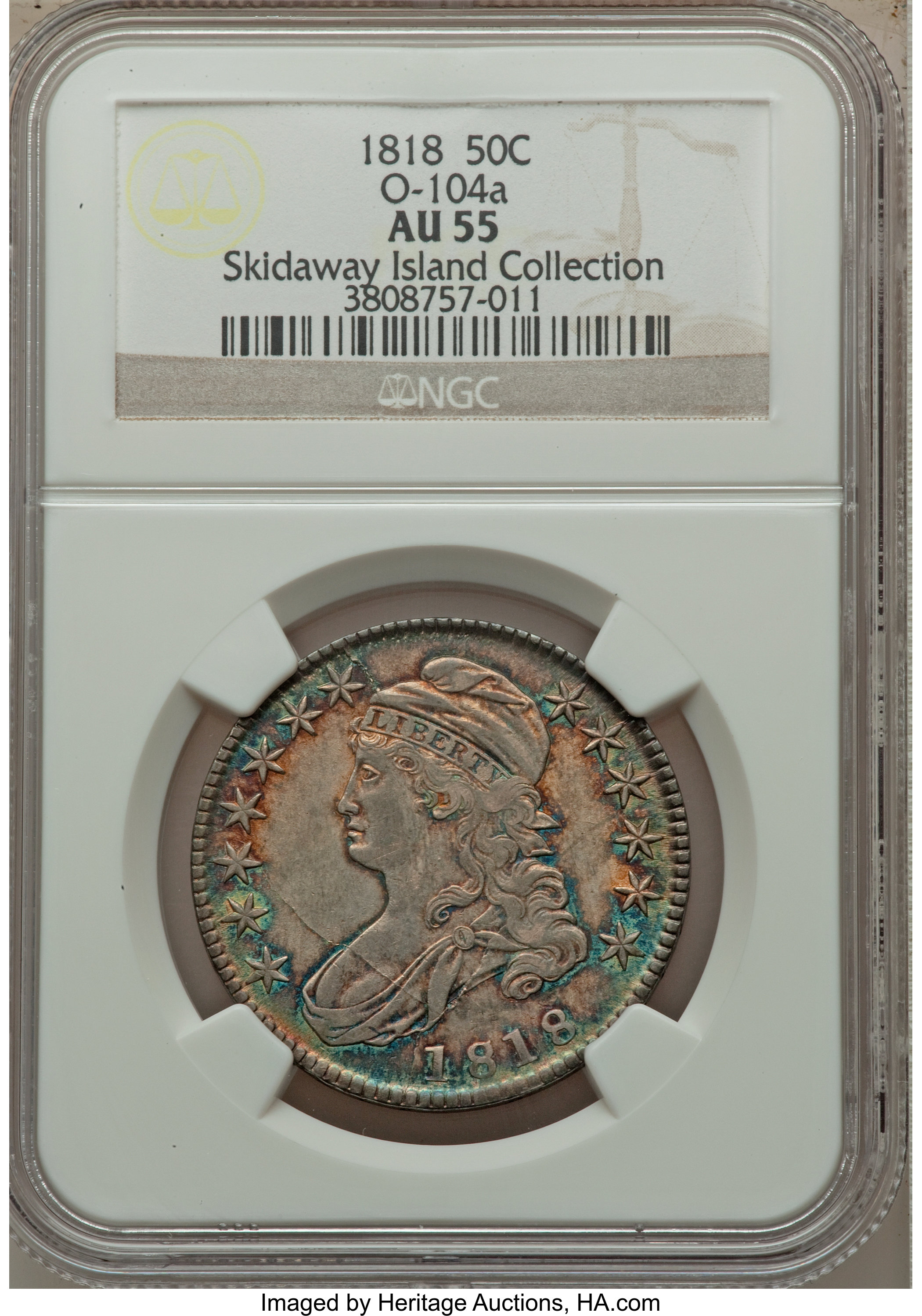 image for: 1818 50C O-104a, R.3, AU55 NGC....
