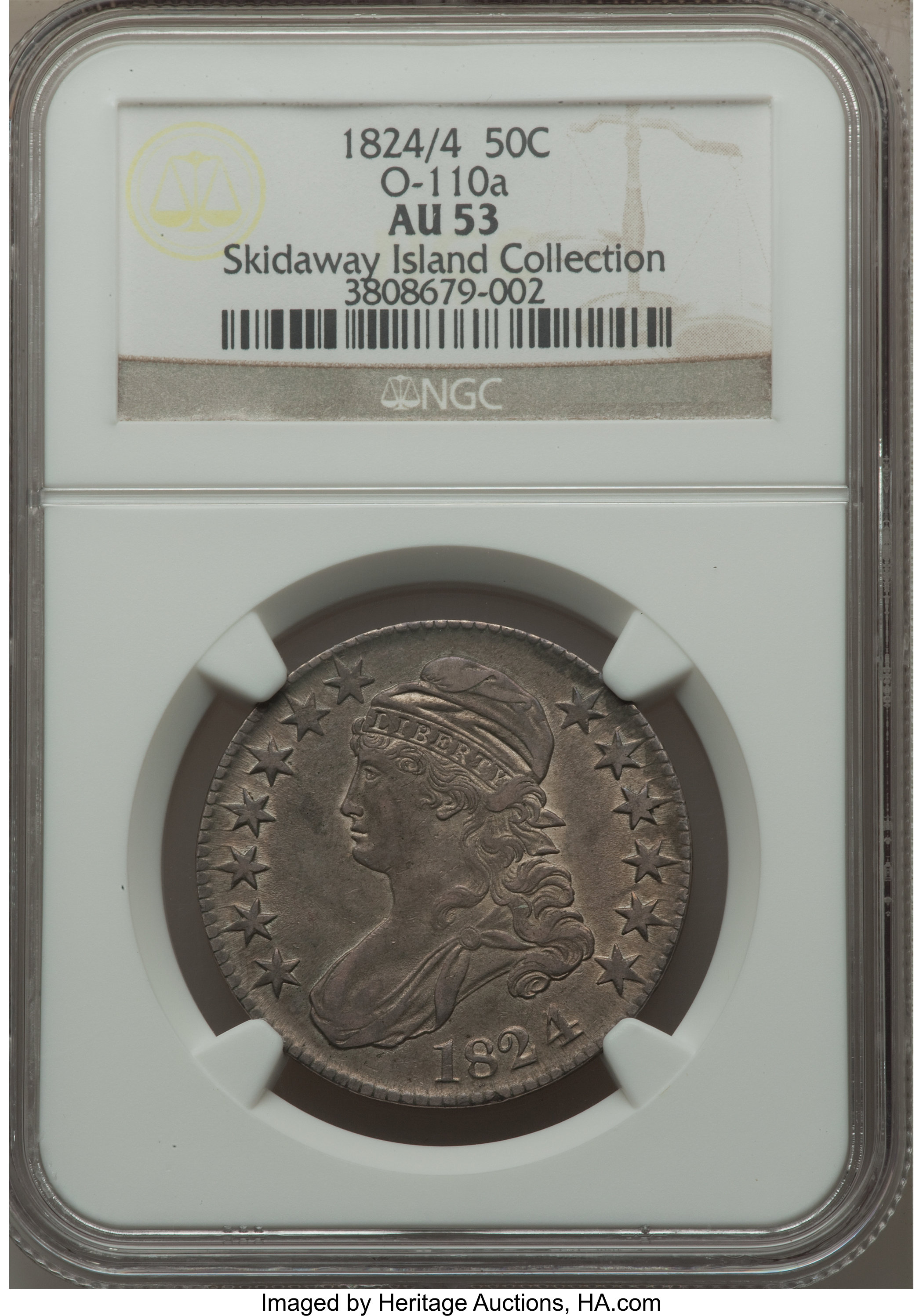 image for: 1824/4 50C O-110a AU53 NGC. NGC Census: (1/5). PCGS Population (1/3).  From The Skidaway Island Collection....