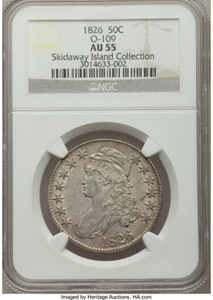 image for: 1826 50C O-109, R.1, AU55 NGC. NGC Census: (4/5). PCGS Population (2/4). Mintage: 4,000,000. From The Skidaway Island C...